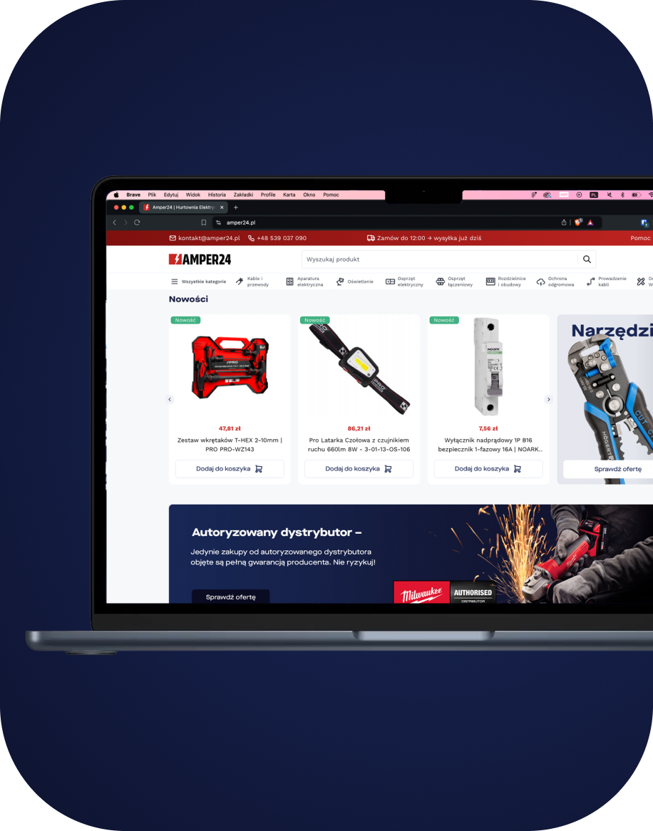 Wdrożenie Cognize — eCommerce B2B/B2C dla hurtowni elektrotechnicznej.