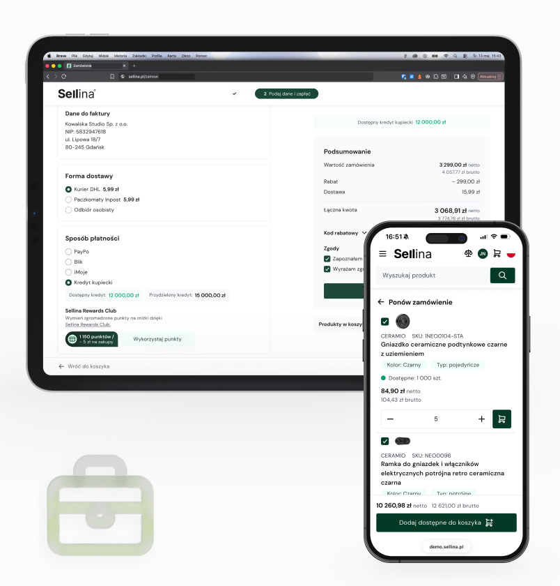 wdrożenie e-commece b2b na desktop i mobile